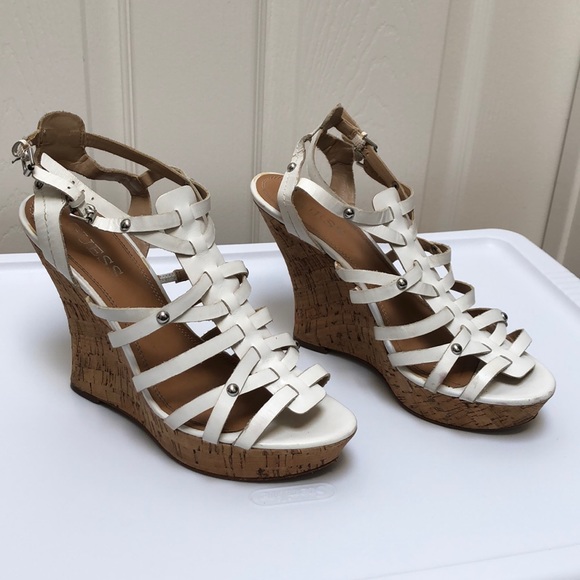Guess Women Open Toe Cork Platform Shoes - Picture 1 of 8